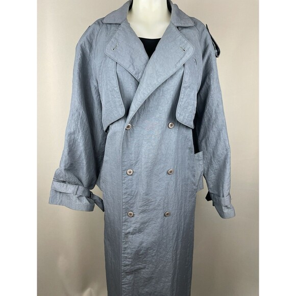 Nuage Double Breasted Over Coat Women’s 14 Grey Cape Back All Weather Vintage - Picture 2 of 16